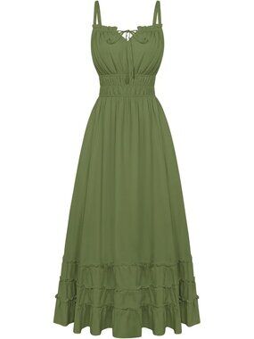 Boho Summer Maxi Dress - Flowy Milkmaid Sundress for Women, Perfect for Beach